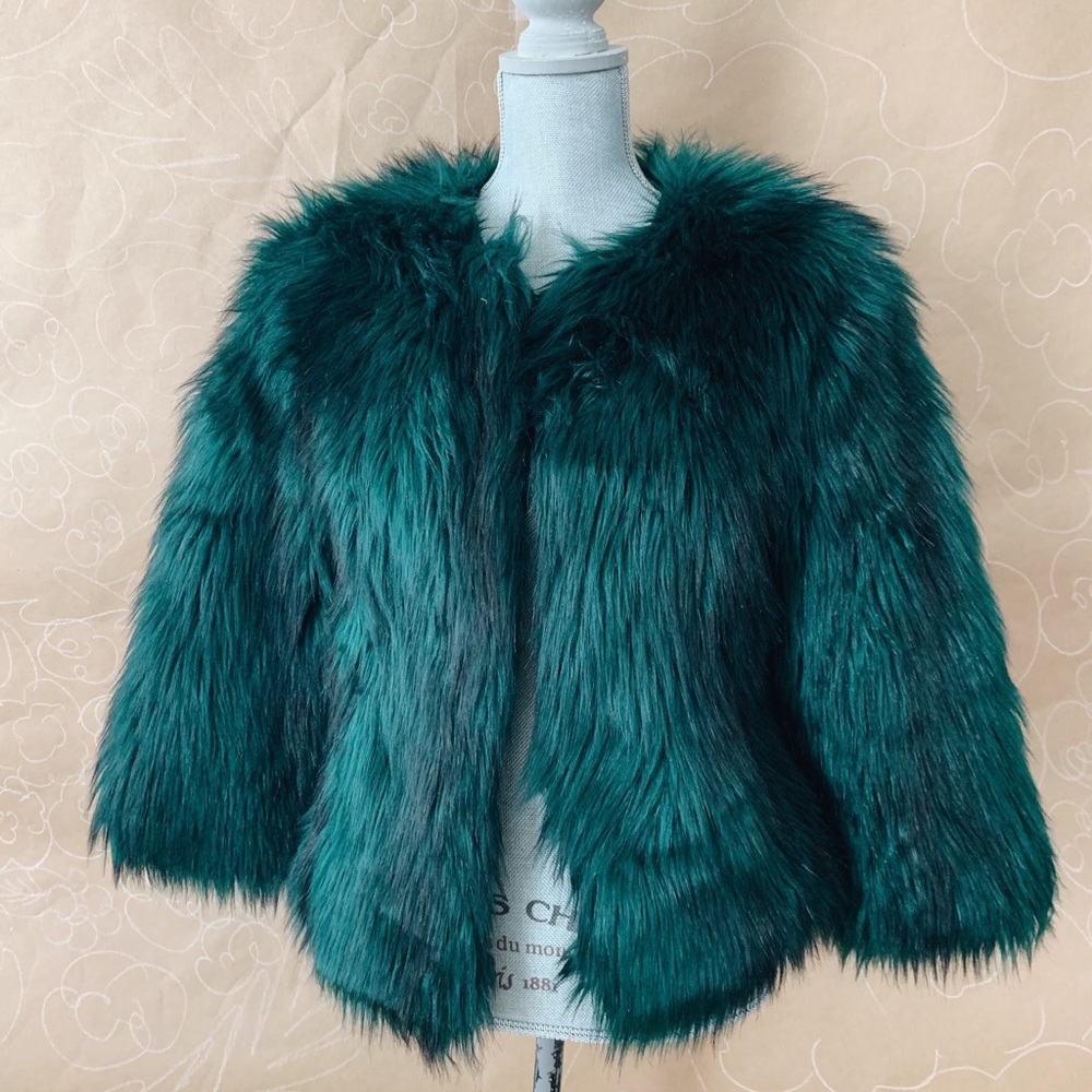 BEAUTIFUL GUESS faux fur emerald jacket